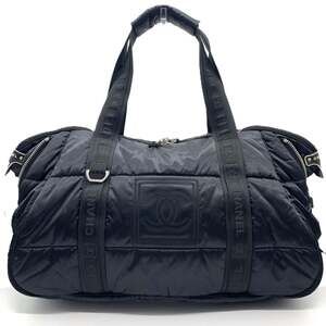 Chanel Sport Line Boston Bag with Coco Mark, Nylon, Size 10, Black